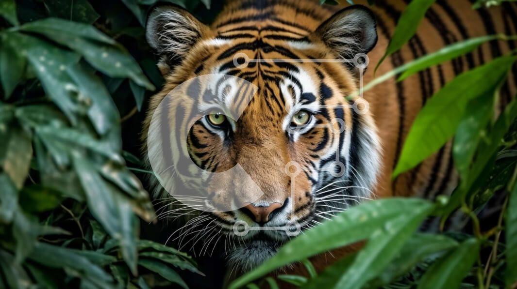 Σετ των 2 Intra Συλλεκτικό Ξύλινο Παζλ Plywood  4mm - Εκπληκτική εικόνα μιας τίγρης στη ζούγκλα Σε Ξύλινο Κουτί - Διαστάσεις: 10x10 cm – 25 κομμάτια