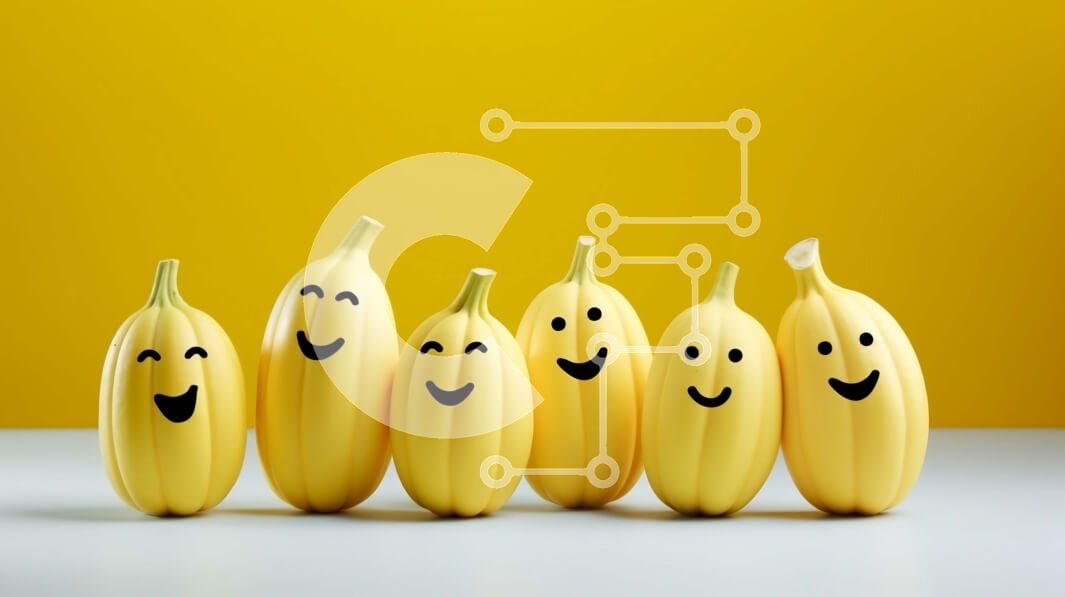 Σετ των 2 Intra Συλλεκτικό Ξύλινο Παζλ Plywood  4mm - Μπανάνες με χαμογελαστό πρόσωπο σε πορτοκαλί φόντο Σε Ξύλινο Κουτί - Διαστάσεις: 10x10 cm – 25 κομμάτια