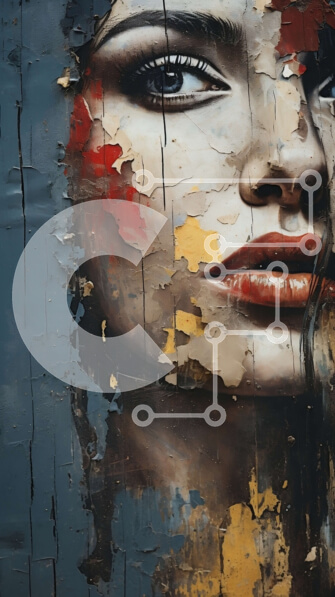 Intra Συλλεκτικό Ξύλινο Παζλ Plywood  4mm - Πρόσωπο Θλιμμένης Γυναίκας ζωγραφισμένο σε ξεπερασμένη ξύλινη επιφάνεια Σε Ξύλινο Κουτί - Διαστάσεις Puzzle: 10x10 cm – 25 κομμάτια