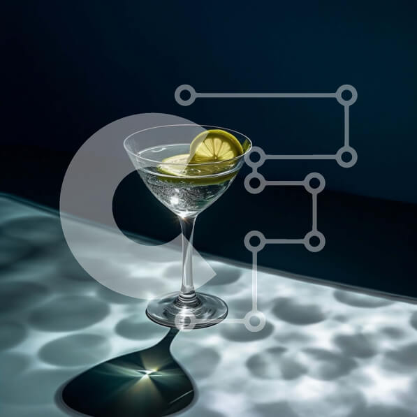 Σετ των 2 Intra Συλλεκτικό Ξύλινο Παζλ Plywood  4mm - Δροσιστικό Martini με Lime Wedge σε μπλε επιφάνεια Σε Ξύλινο Κουτί - Διαστάσεις: 10x10 cm – 25 κομμάτια