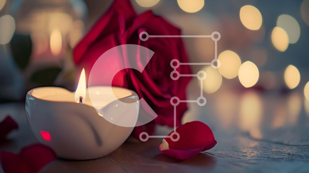 Intra Συλλεκτικό Ξύλινο Παζλ Plywood  4mm - Ρομαντικό κερί και τριαντάφυλλα σε ένα τραπέζι Σε Ξύλινο Κουτί - Διαστάσεις Puzzle: 10x10 cm – 25 κομμάτια