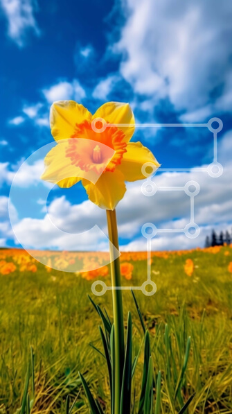 Σετ των 2 Intra Συλλεκτικό Ξύλινο Παζλ Plywood  4mm - Εκπληκτική εικόνα ενός κίτρινου λουλουδιού ασφόδελου σε ένα πράσινο χωράφι Σε Ξύλινο Κουτί - Διαστάσεις: 10x10 cm – 25 κομμάτια