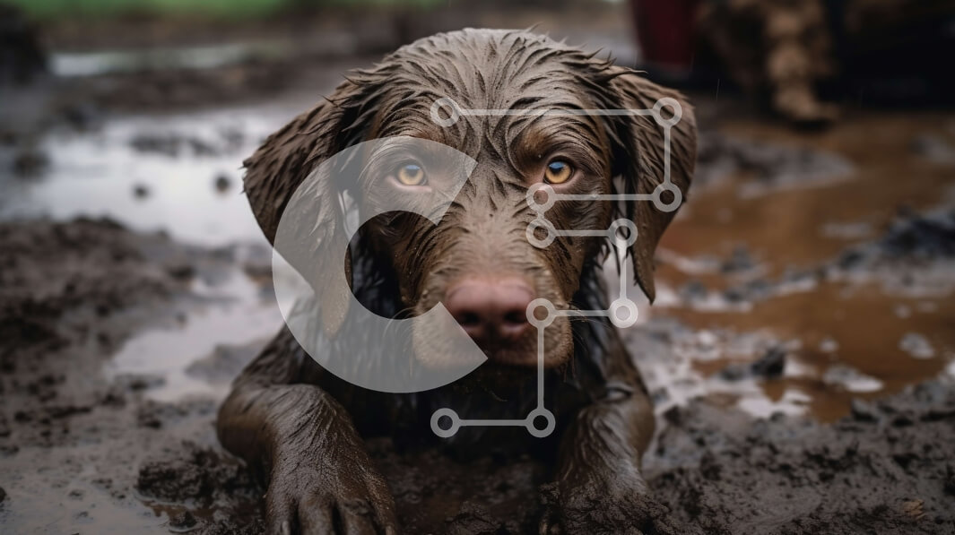 Intra Συλλεκτικό Ξύλινο Παζλ Plywood  4mm - Κουρασμένος σκύλος που κοιμάται στη λάσπη Σε Ξύλινο Κουτί - Διαστάσεις: 10x10 cm – 25 κομμάτια