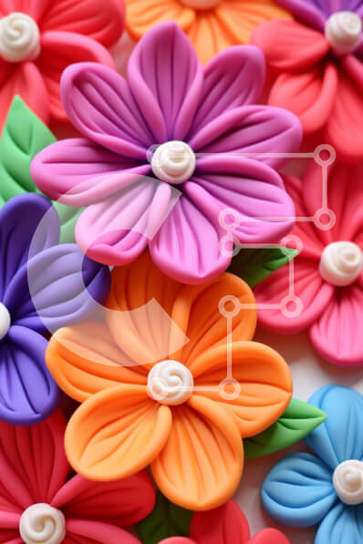 Σετ των 2 Intra Συλλεκτικό Ξύλινο Παζλ Plywood  4mm - Πολύχρωμα λουλούδια σε κυκλικό σχέδιο σε λευκό φόντο Σε Ξύλινο Κουτί - Διαστάσεις: 10x10 cm – 25 κομμάτια