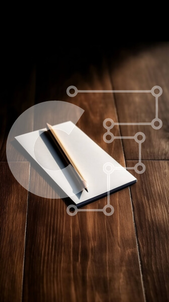 Intra Συλλεκτικό Ξύλινο Παζλ Plywood  4mm - Κενό χαρτί και μολύβι σε ένα ξύλινο τραπέζι σε ένα δωμάτιο με χαμηλό φωτισμό Σε Ξύλινο Κουτί - Διαστάσεις Puzzle: 10x10 cm – 25 κομμάτια