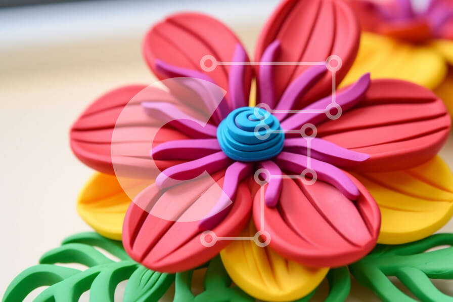 Intra Συλλεκτικό Ξύλινο Παζλ Plywood  4mm - Πολύχρωμο λουλούδι από πλαστικό ή πηλό Σε Ξύλινο Κουτί - Διαστάσεις: 10x10 cm – 25 κομμάτια