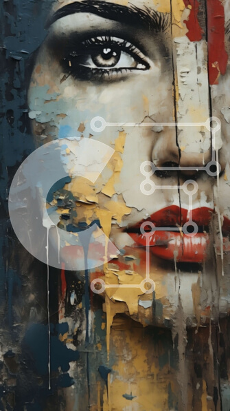 Intra Συλλεκτικό Ξύλινο Παζλ Plywood  4mm - Γυναίκα με κόκκινο κραγιόν και μπλε σκιά ματιών Σε Ξύλινο Κουτί - Διαστάσεις Puzzle: 10x10 cm – 25 κομμάτια