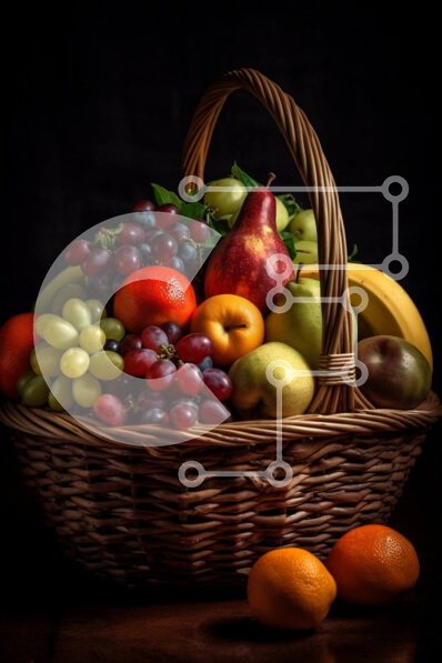 Σετ των 2 Intra Συλλεκτικό Ξύλινο Παζλ Plywood  4mm - Εικόνα ενός ψάθινου καλαθιού γεμάτο με διάφορα φρούτα Σε Ξύλινο Κουτί - Διαστάσεις: 10x10 cm – 25 κομμάτια