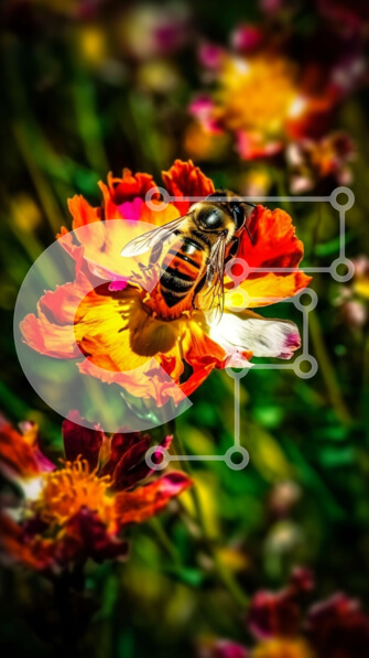 Σετ των 2 Intra Συλλεκτικό Ξύλινο Παζλ Plywood  4mm - Εκπληκτική εικόνα μιας μέλισσας σε ένα ζωντανό λουλούδι Σε Ξύλινο Κουτί - Διαστάσεις: 10x10 cm – 25 κομμάτια