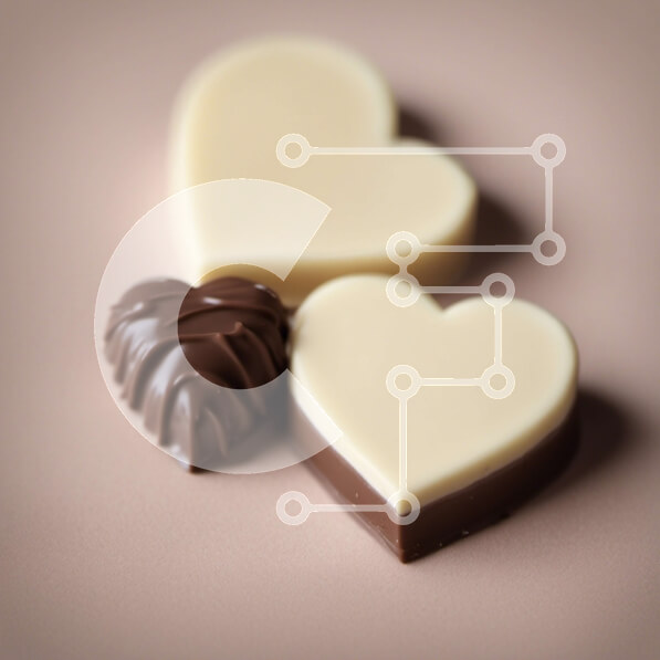 Σετ των 2 Intra Συλλεκτικό Ξύλινο Παζλ Plywood  4mm - Σοκολάτες σε σχήμα καρδιάς σε μπεζ φόντο Σε Ξύλινο Κουτί - Διαστάσεις: 10x10 cm – 25 κομμάτια