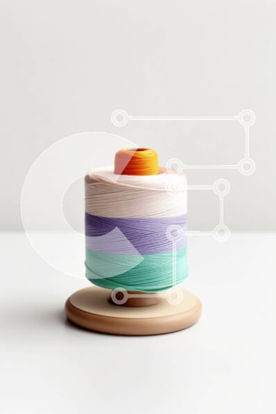 Intra Συλλεκτικό Ξύλινο Παζλ Plywood  4mm - Ζωντανό πολύχρωμο καρούλι νήματος σε λευκό φόντο Σε Ξύλινο Κουτί - Διαστάσεις: 10x10 cm – 25 κομμάτια