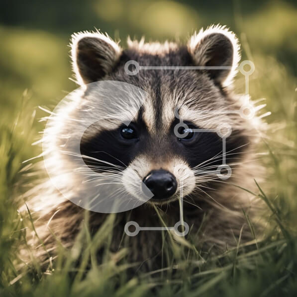 Intra Συλλεκτικό Ξύλινο Παζλ Plywood  4mm - Χαριτωμένο ρακούν που κάθεται σε ένα χωράφι με ψηλό γρασίδι Σε Ξύλινο Κουτί - Διαστάσεις: 10x10 cm – 25 κομμάτια