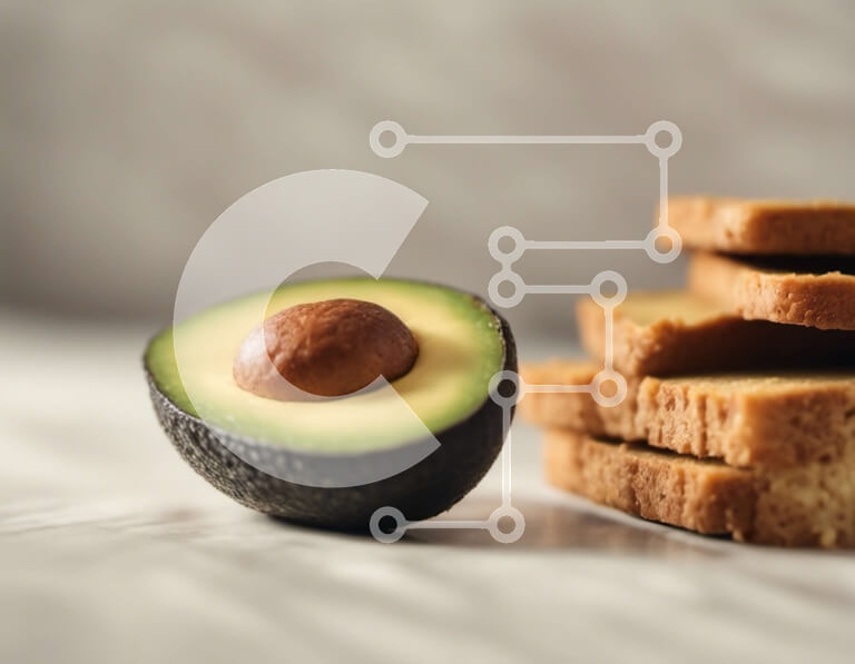 Σετ των 2 Intra Συλλεκτικό Ξύλινο Παζλ Plywood  4mm - Μισό αβοκάντο σε ένα σωρό ψωμί σε φέτες Σε Ξύλινο Κουτί - Διαστάσεις: 10x10 cm – 25 κομμάτια