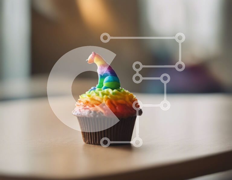 Σετ των 2 Intra Συλλεκτικό Ξύλινο Παζλ Plywood  4mm - Πολύχρωμο Cupcake με ειδώλιο σκύλου σε ξύλινο τραπέζι Σε Ξύλινο Κουτί - Διαστάσεις: 10x10 cm – 25 κομμάτια