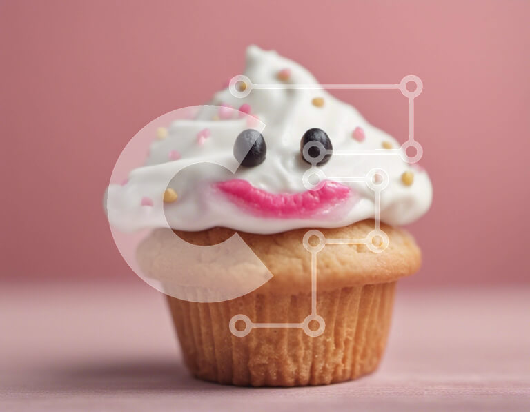 Σετ των 2 Intra Συλλεκτικό Ξύλινο Παζλ Plywood  4mm - Cupcake Smiley Face με White Frosting και Pink Sprinkles Σε Ξύλινο Κουτί - Διαστάσεις: 10x10 cm – 25 κομμάτια