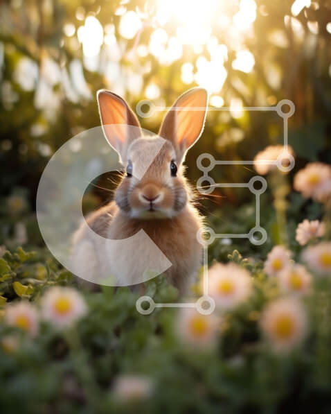 Σετ των 2 Intra Συλλεκτικό Ξύλινο Παζλ Plywood  4mm - Αξιολάτρευτη εικόνα ενός καφέ κουνελιού σε ένα χωράφι με λουλούδια Σε Ξύλινο Κουτί - Διαστάσεις: 10x10 cm – 25 κομμάτια