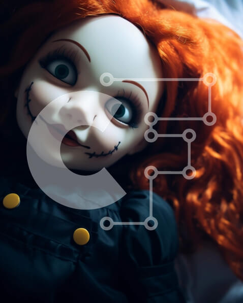 Intra Συλλεκτικό Ξύλινο Παζλ Plywood  4mm - Χαμογελαστή κούκλα με μακριά κόκκινα μαλλιά στο κρεβάτι Σε Ξύλινο Κουτί - Διαστάσεις Puzzle: 10x10 cm – 25 κομμάτια