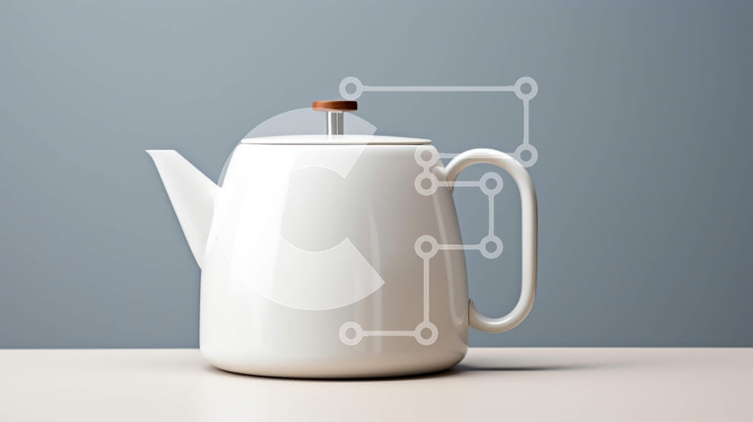 Intra Συλλεκτικό Ξύλινο Παζλ Plywood  4mm - Λευκή τσαγιέρα με ξύλινη λαβή σε γκρι επιφάνεια Σε Ξύλινο Κουτί - Διαστάσεις: 10x10 cm – 25 κομμάτια