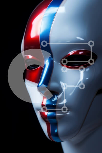 Intra Συλλεκτικό Ξύλινο Παζλ Plywood  4mm - Λευκό μανεκέν με Patriotic Face Paint Σε Ξύλινο Κουτί - Διαστάσεις Puzzle: 10x10 cm – 25 κομμάτια