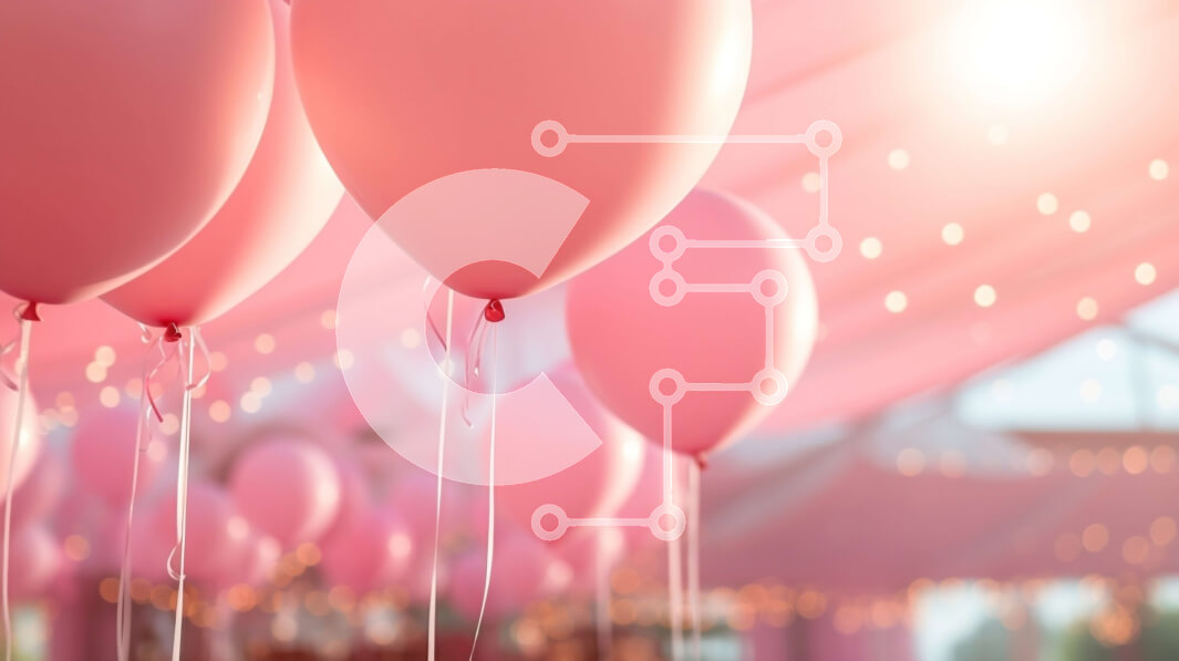 Intra Συλλεκτικό Ξύλινο Παζλ Plywood  4mm - Ροζ μπαλόνια κάτω από ένα ντραπέ κουβούκλιο Σε Ξύλινο Κουτί - Διαστάσεις Puzzle: 10x10 cm – 25 κομμάτια