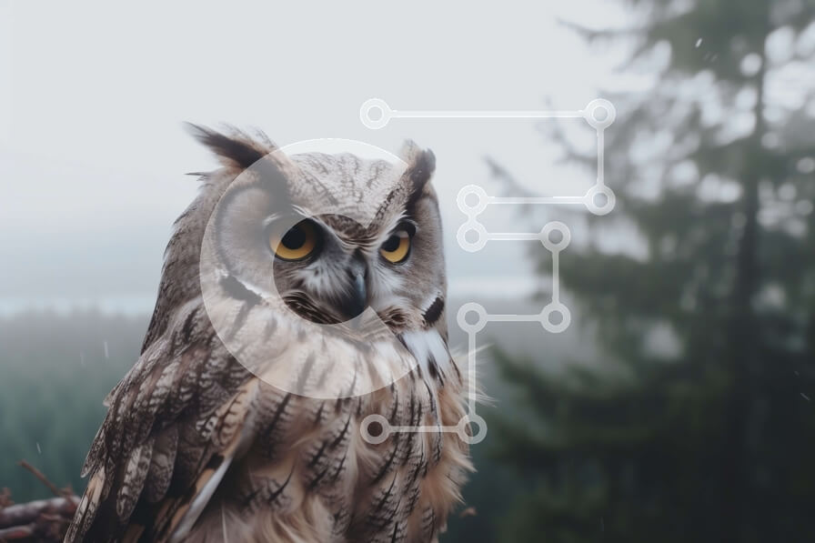 Σετ των 2 Intra Συλλεκτικό Ξύλινο Παζλ Plywood  4mm - Κουκουβάγια σκαρφαλωμένη σε ένα κλαδί δέντρου Σε Ξύλινο Κουτί - Διαστάσεις: 10x10 cm – 25 κομμάτια