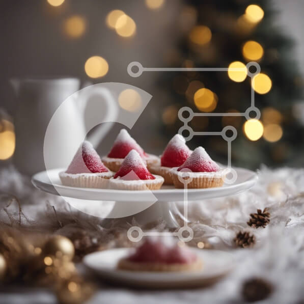 Intra Συλλεκτικό Ξύλινο Παζλ Plywood  4mm - Γιορτινά επιδόρπια με στολίδια με νιφάδες χιονιού Σε Ξύλινο Κουτί - Διαστάσεις: 10x10 cm – 25 κομμάτια