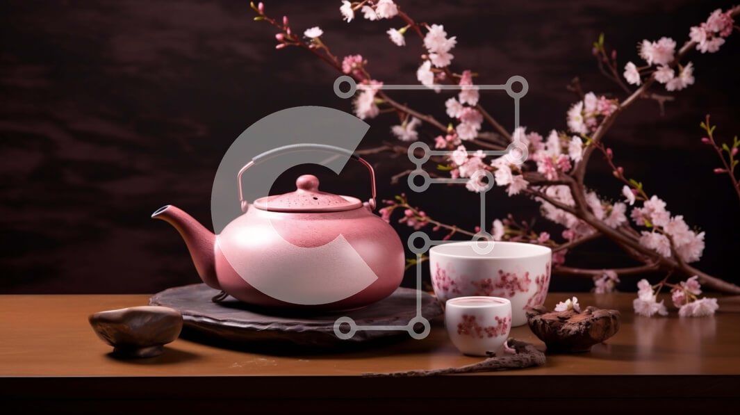 Intra Συλλεκτικό Ξύλινο Παζλ Plywood  4mm - Ροζ τσαγιέρα και φλιτζάνια σε ξύλινο τραπέζι Σε Ξύλινο Κουτί - Διαστάσεις: 10x10 cm – 25 κομμάτια