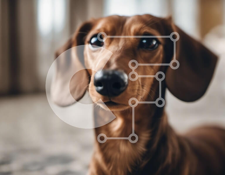 Σετ των 2 Intra Συλλεκτικό Ξύλινο Παζλ Plywood  4mm - Καφέ σκυλί Dachshund που κοιτάζει επίμονα την κάμερα Σε Ξύλινο Κουτί - Διαστάσεις: 10x10 cm – 25 κομμάτια