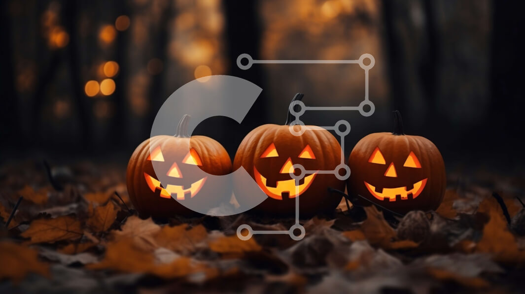 Intra Συλλεκτικό Ξύλινο Παζλ Plywood  4mm - Τρεις σκαλισμένες κολοκύθες σε ένα σκοτεινό δάσος Σε Ξύλινο Κουτί - Διαστάσεις Puzzle: 10x10 cm – 25 κομμάτια