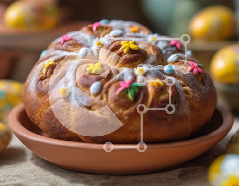 Σετ των 2 Intra Συλλεκτικό Ξύλινο Παζλ Plywood  4mm - Πολύχρωμο Sprinkle Bundt Cake με Πασχαλινά αυγά Σε Ξύλινο Κουτί - Διαστάσεις: 10x10 cm – 25 κομμάτια