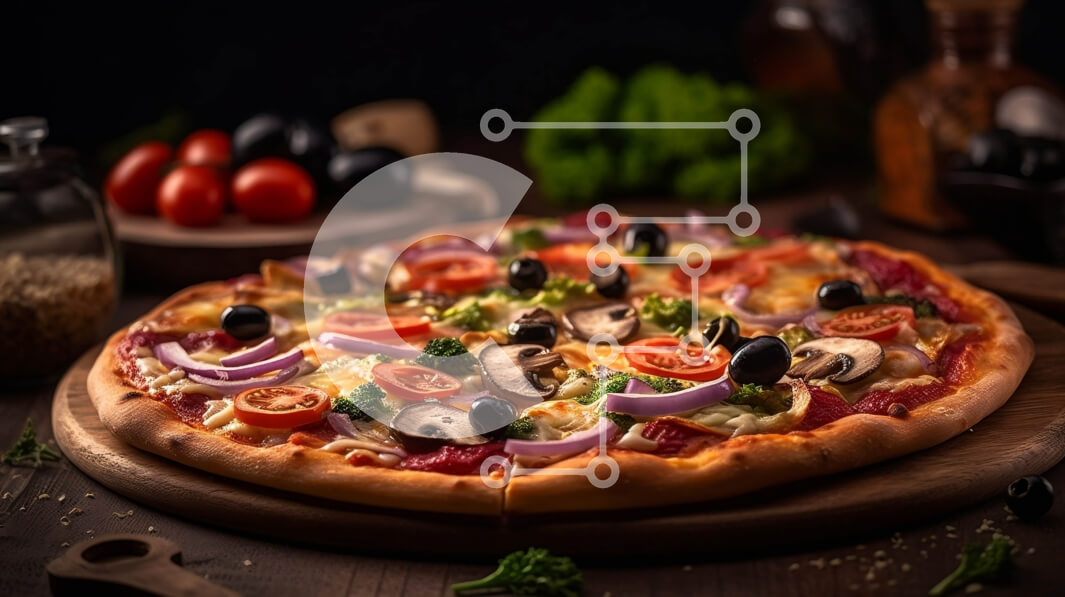 Σετ των 2 Intra Συλλεκτικό Ξύλινο Παζλ Plywood  4mm - Νόστιμη πίτσα με διάφορα γαρνιτούρα σε ξύλινη σανίδα Σε Ξύλινο Κουτί - Διαστάσεις: 10x10 cm – 25 κομμάτια