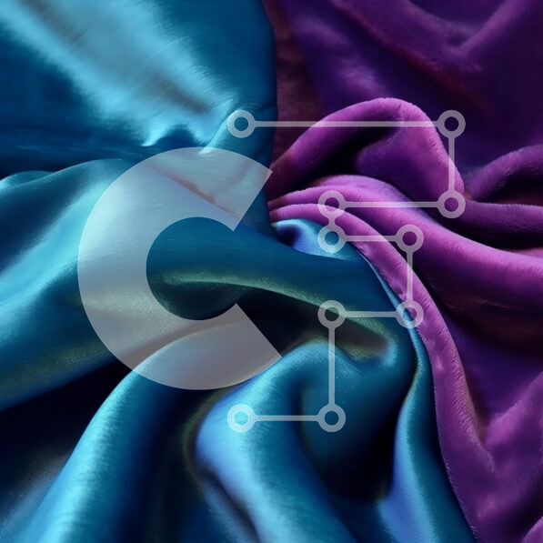 Σετ των 2 Intra Συλλεκτικό Ξύλινο Παζλ Plywood  4mm - Όμορφη κινηματογράφηση σε πρώτο πλάνο από μπλε και μωβ μεταξωτό ύφασμα με λεία, γυαλιστερή υφή Σε Ξύλινο Κουτί - Διαστάσεις: 10x10 cm – 25 κομμάτια