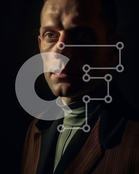 Intra Συλλεκτικό Ξύλινο Παζλ Plywood  4mm - Σοβαρός άντρας με καφέ κοστούμι με μαύρη γραβάτα Σε Ξύλινο Κουτί - Διαστάσεις Puzzle: 10x10 cm – 25 κομμάτια