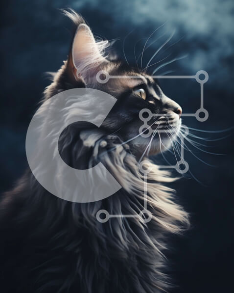 Σετ των 2 Intra Συλλεκτικό Ξύλινο Παζλ Plywood  4mm - Όμορφη εικόνα μιας μακρυμάλλης γάτας με μια στοχαστική έκφραση Σε Ξύλινο Κουτί - Διαστάσεις: 10x10 cm – 25 κομμάτια