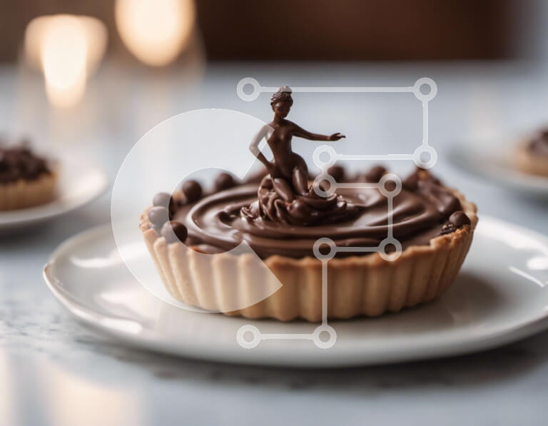 Σετ των 2 Intra Συλλεκτικό Ξύλινο Παζλ Plywood  4mm - Λαχταριστές τάρτες με παγωμένο σοκολάτα σε λευκά πιάτα Σε Ξύλινο Κουτί - Διαστάσεις: 10x10 cm – 25 κομμάτια