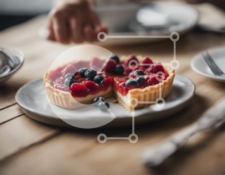 Σετ των 2 Intra Συλλεκτικό Ξύλινο Παζλ Plywood  4mm - Νόστιμη τάρτα φρούτων με βατόμουρα και σμέουρα Σε Ξύλινο Κουτί - Διαστάσεις: 10x10 cm – 25 κομμάτια