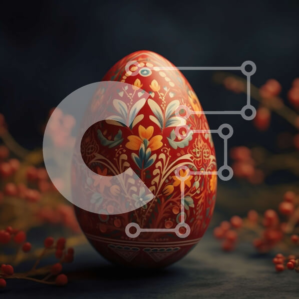 Intra Συλλεκτικό Ξύλινο Παζλ Plywood  4mm - Πασχαλινό αυγό με λουλουδάτο σχέδιο - σκούρο φόντο Σε Ξύλινο Κουτί - Διαστάσεις: 10x10 cm – 25 κομμάτια