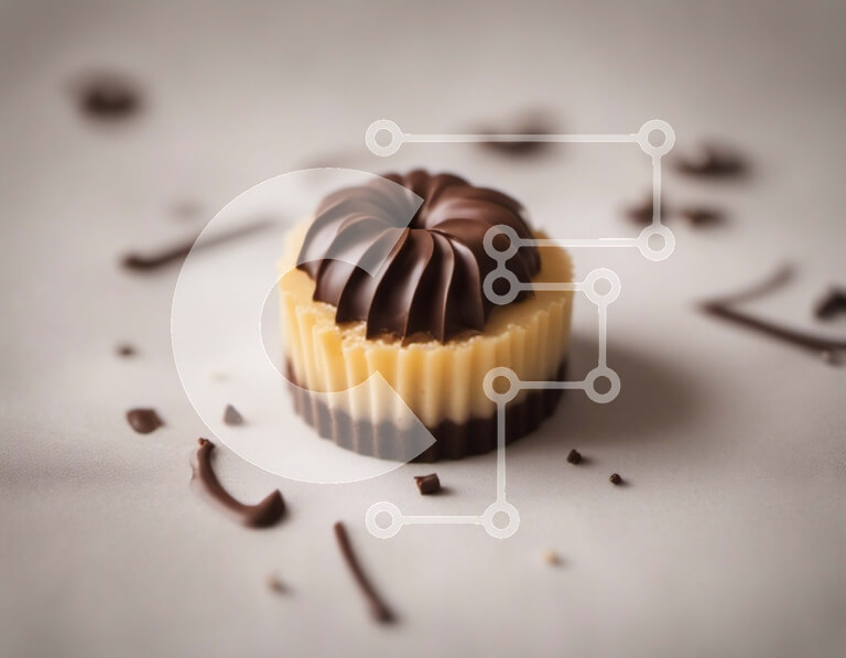 Σετ των 2 Intra Συλλεκτικό Ξύλινο Παζλ Plywood  4mm - Cupcake σοκολάτας με θρυμματισμένα κομμάτια σοκολάτας Σε Ξύλινο Κουτί - Διαστάσεις: 10x10 cm – 25 κομμάτια