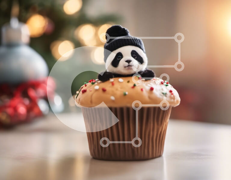 Σετ των 2 Intra Συλλεκτικό Ξύλινο Παζλ Plywood  4mm - Panda Cupcake σε διακοσμημένο τραπέζι Σε Ξύλινο Κουτί - Διαστάσεις: 10x10 cm – 25 κομμάτια