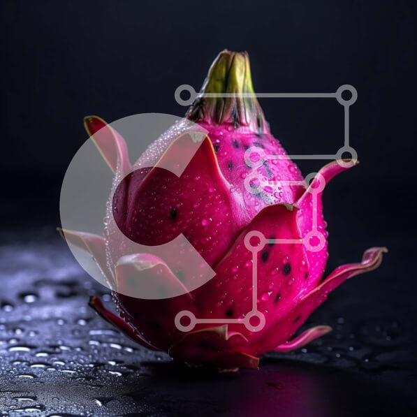 Σετ των 2 Intra Συλλεκτικό Ξύλινο Παζλ Plywood  4mm - Εκπληκτική φωτογραφία του Pink Dragon Fruit με σταγονίδια νερού σε μια μαύρη επιφάνεια Σε Ξύλινο Κουτί - Διαστάσεις: 10x10 cm – 25 κομμάτια