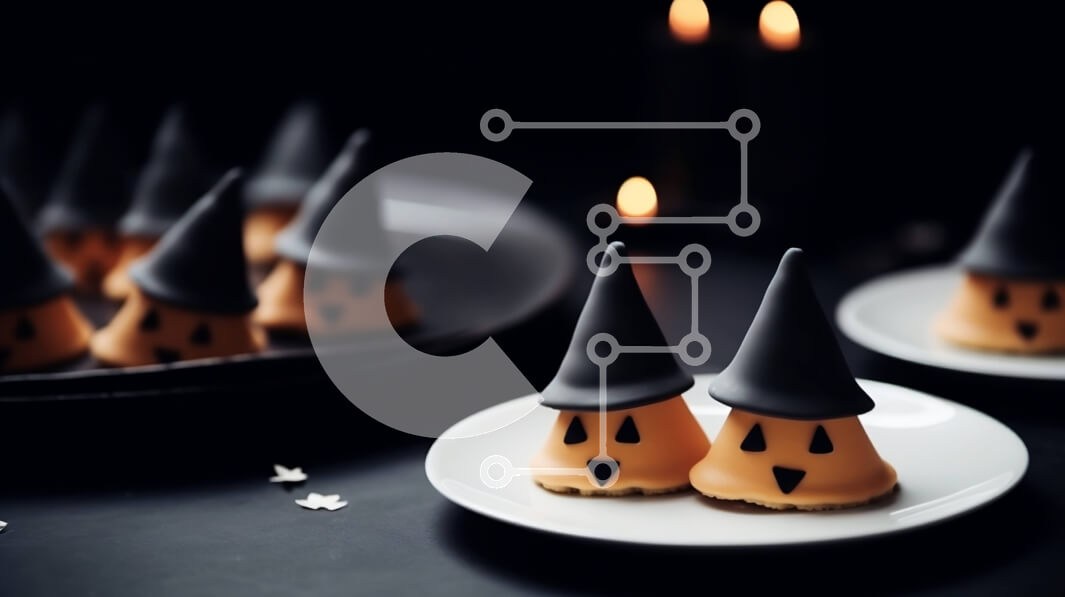 Σετ των 2 Intra Συλλεκτικό Ξύλινο Παζλ Plywood  4mm - Επιδόρπια με θέμα το Halloween με καπέλο μάγισσας και κεφάλι κουκουβάγιας σε λευκά πιάτα Σε Ξύλινο Κουτί - Διαστάσεις: 10x10 cm – 25 κομμάτια