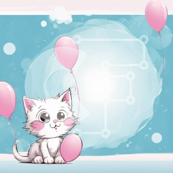 Intra Συλλεκτικό Ξύλινο Παζλ Plywood  4mm - Γελοιογραφία Λευκό γατάκι με ροζ μπαλόνια Σε Ξύλινο Κουτί - Διαστάσεις: 10x10 cm – 25 κομμάτια