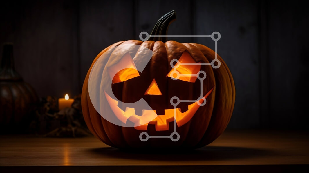 Intra Συλλεκτικό Ξύλινο Παζλ Plywood  4mm - Σκαλιστή κολοκύθα με λαμπερά μάτια για το Halloween Σε Ξύλινο Κουτί - Διαστάσεις Puzzle: 10x10 cm – 25 κομμάτια