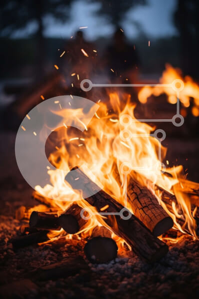 Intra Συλλεκτικό Ξύλινο Παζλ Plywood  4mm - Φωτιά με φλόγες και καμένα κορμούς Σε Ξύλινο Κουτί - Διαστάσεις Puzzle: 10x10 cm – 25 κομμάτια