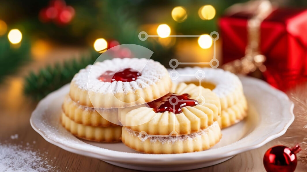 Σετ των 2 Intra Συλλεκτικό Ξύλινο Παζλ Plywood  4mm - Νόστιμα μπισκότα σε λευκό πιάτο Σε Ξύλινο Κουτί - Διαστάσεις: 10x10 cm – 25 κομμάτια