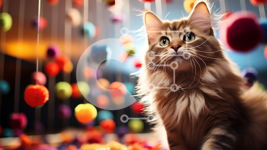 Intra Συλλεκτικό Ξύλινο Παζλ Plywood  4mm - Περίεργη μακρυμάλλη γάτα στο πολύχρωμο χαλί Σε Ξύλινο Κουτί - Διαστάσεις: 10x10 cm – 25 κομμάτια