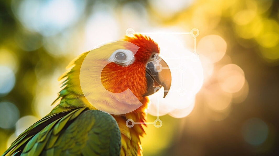 Σετ των 2 Intra Συλλεκτικό Ξύλινο Παζλ Plywood  4mm - Έντονα χρωματισμένος παπαγάλος στο φως του ήλιου Σε Ξύλινο Κουτί - Διαστάσεις: 10x10 cm – 25 κομμάτια