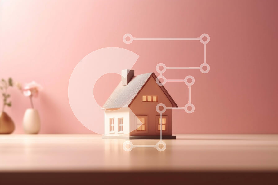 Intra Συλλεκτικό Ξύλινο Παζλ Plywood  4mm - Γοητευτική εικόνα ενός μικρού ξύλινου σπιτιού με έναν ροζ τοίχο στο φόντο Σε Ξύλινο Κουτί - Διαστάσεις Puzzle: 10x10 cm – 25 κομμάτια