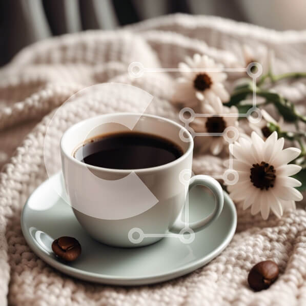 Σετ των 2 Intra Συλλεκτικό Ξύλινο Παζλ Plywood  4mm - Ζεστό και άνετο φλιτζάνι καφέ με μαργαρίτες Σε Ξύλινο Κουτί - Διαστάσεις: 10x10 cm – 25 κομμάτια