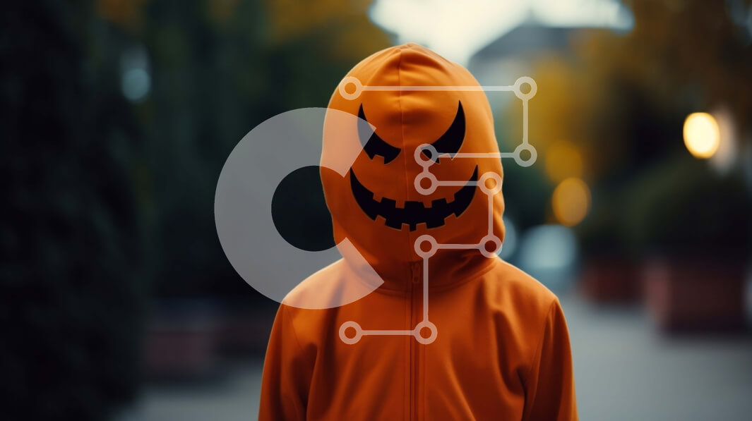 Intra Συλλεκτικό Ξύλινο Παζλ Plywood  4mm - Παιδί με αποκριάτικη στολή με φόντο κολοκύθας Σε Ξύλινο Κουτί - Διαστάσεις: 10x10 cm – 25 κομμάτια